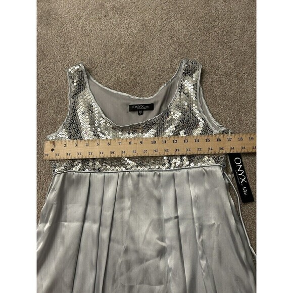 Onyx Nite Top Womens Sequence Silver  Size Large Evening Going‎ Out Concert - Picture 4 of 8